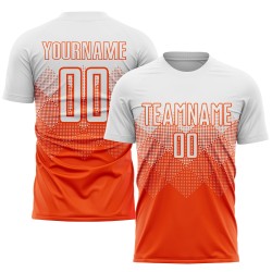 Maillot de football personnalisé orange et blanc par sublimation