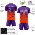 Maillot de football personnalisé orange violet-blanc par sublimation